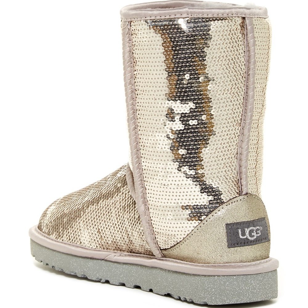 New! UGG Classic Short Sparkles Sequins Boots Gold - Picture 6 of 8